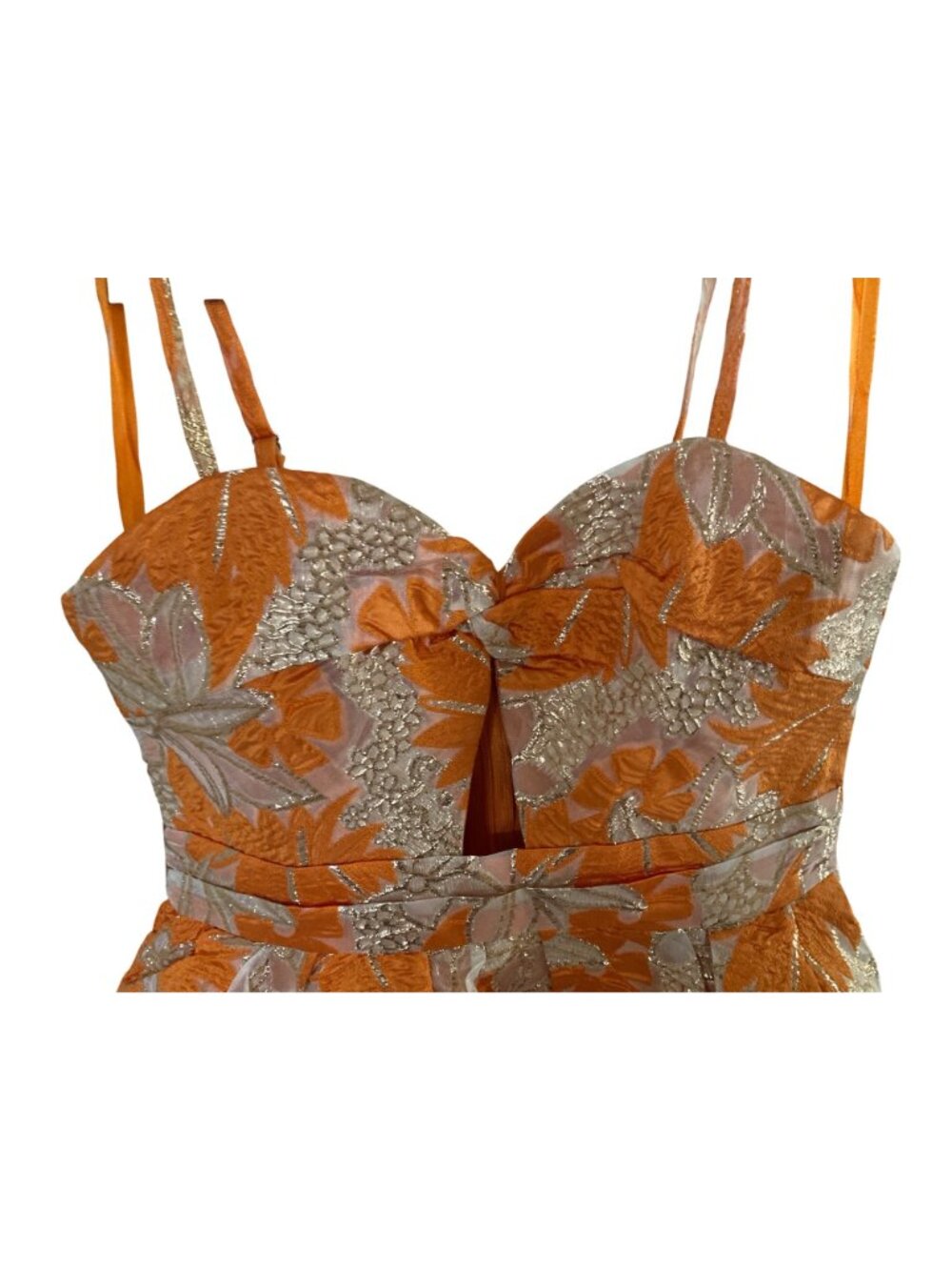 Angel Biba Orange and Gold Floral Mini Dress - Picture 3 of 6